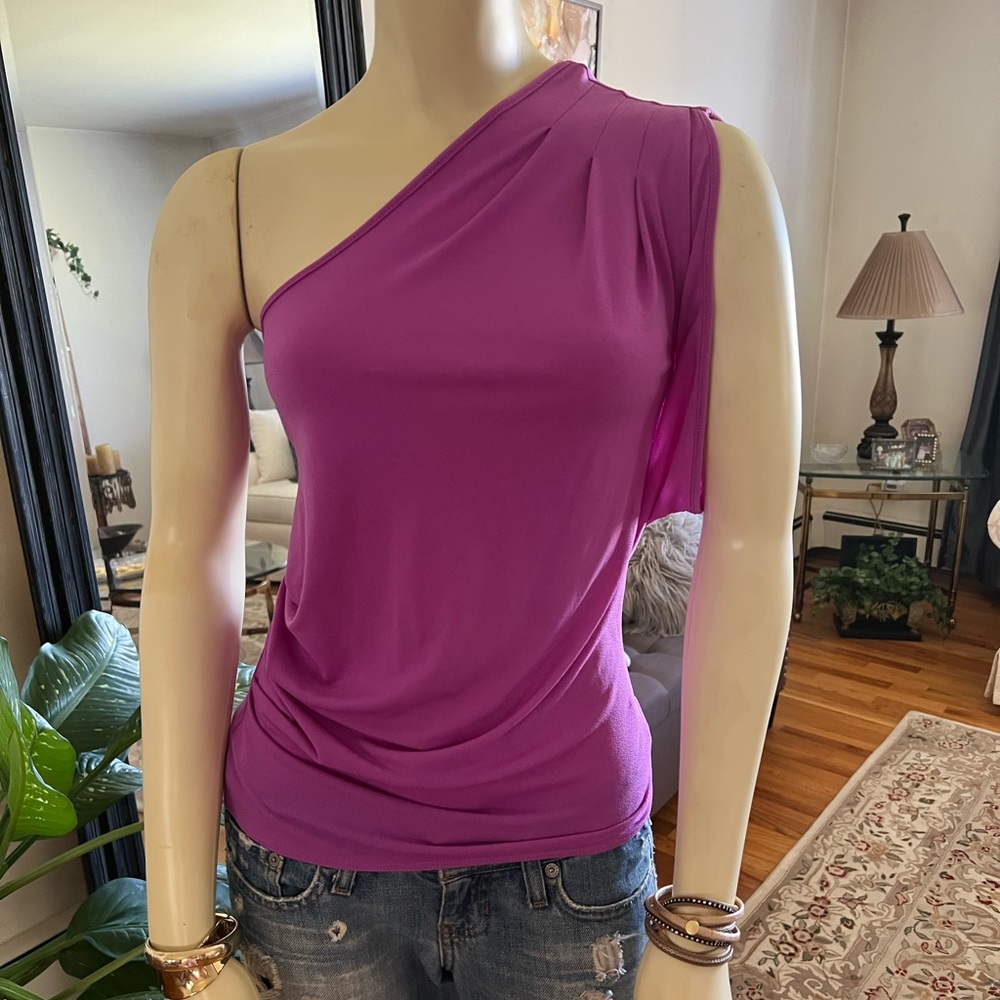 Express One Fuchsia Shoulder Top